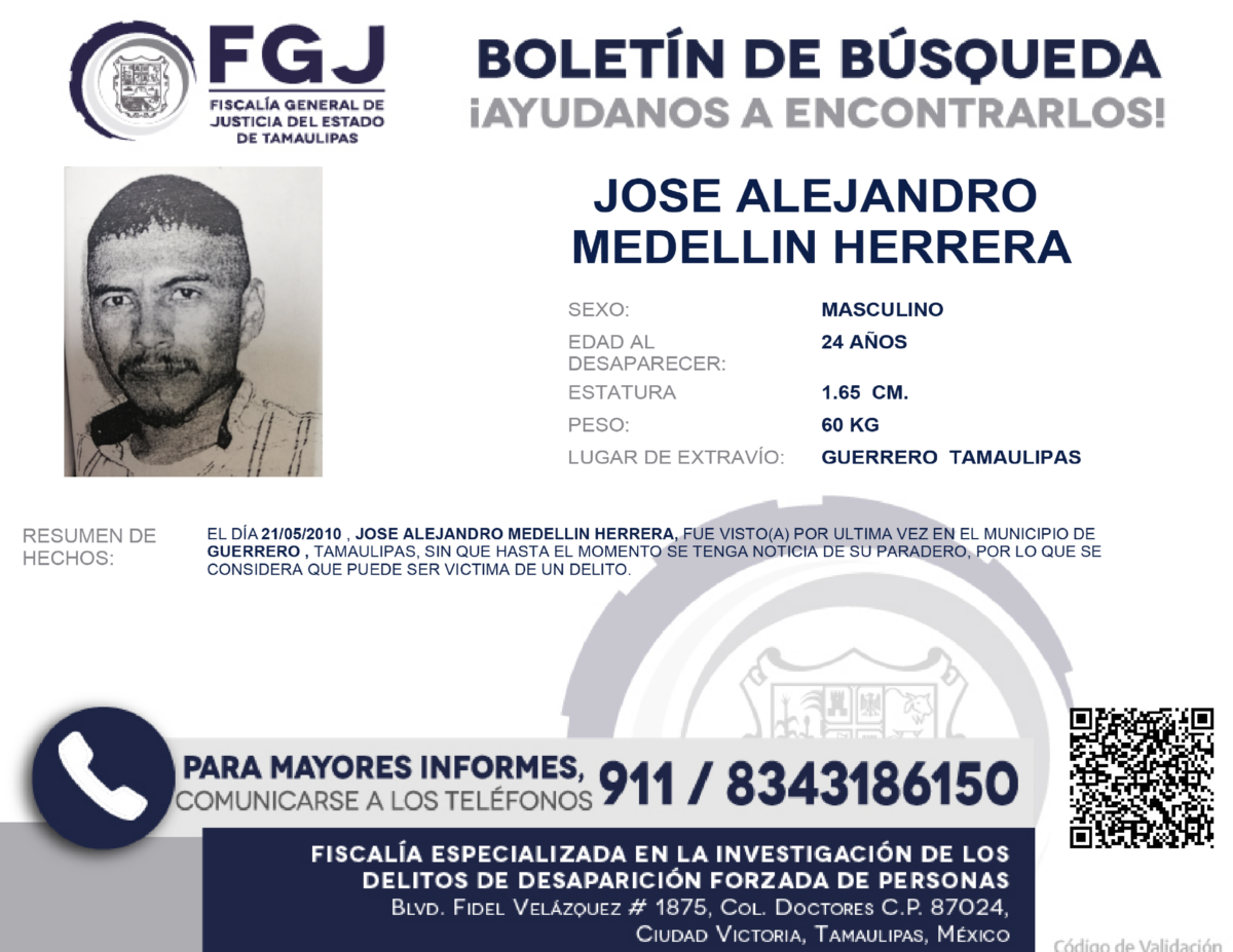 Boletín de Búsqueda Jose medellin