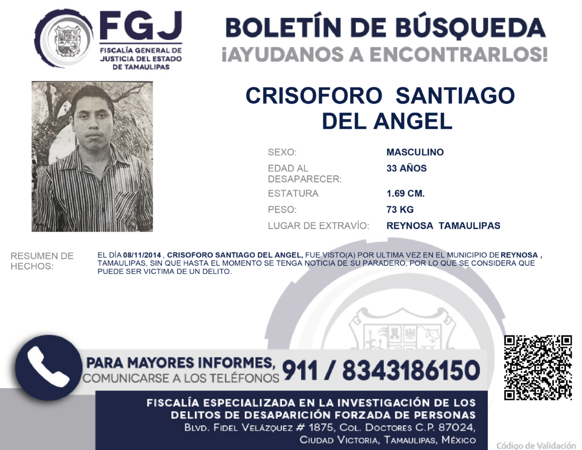 Boletín de Búsqueda Crisóforo Santiago