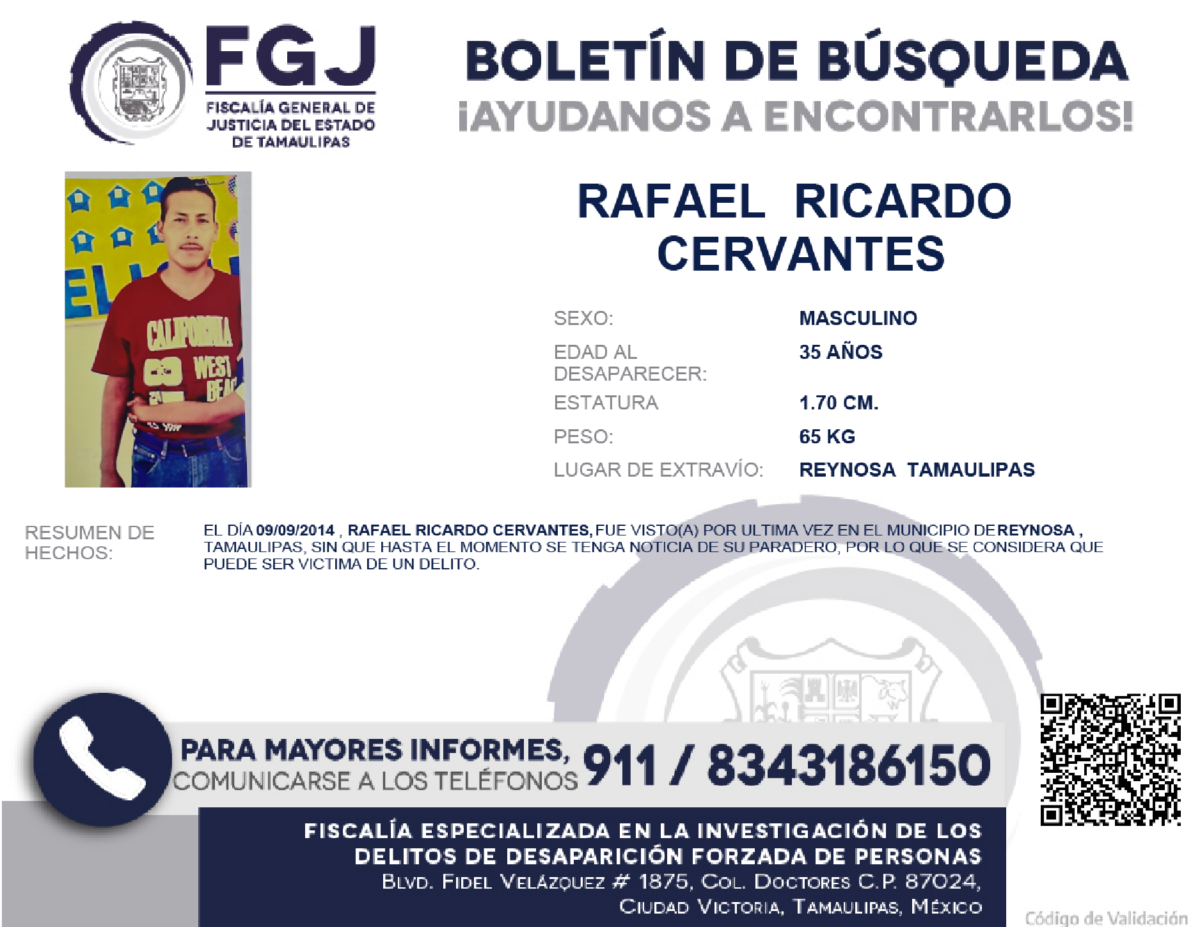 Boletin de Búsqueda Rafael Ricardo