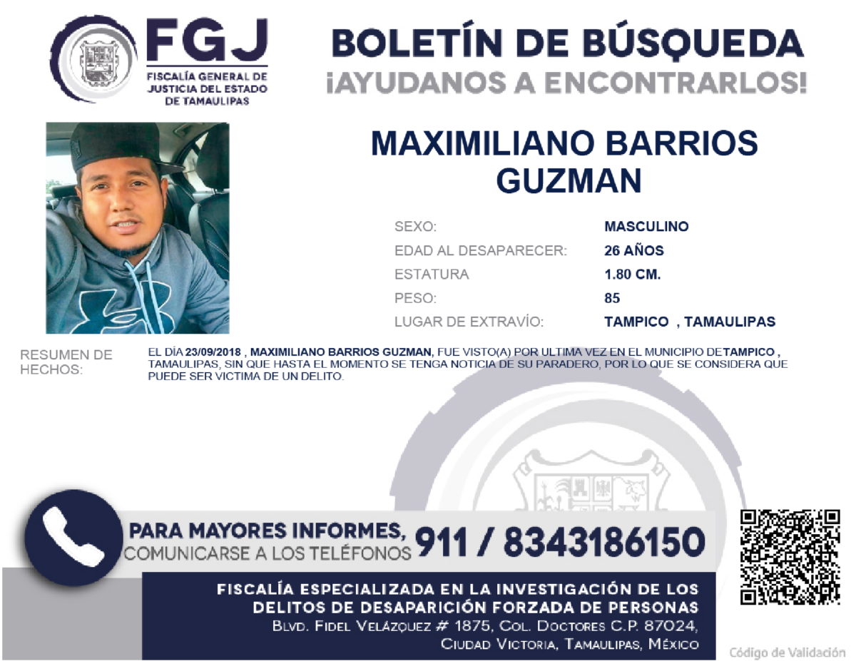 Boletín de Búsqueda Maximiliano