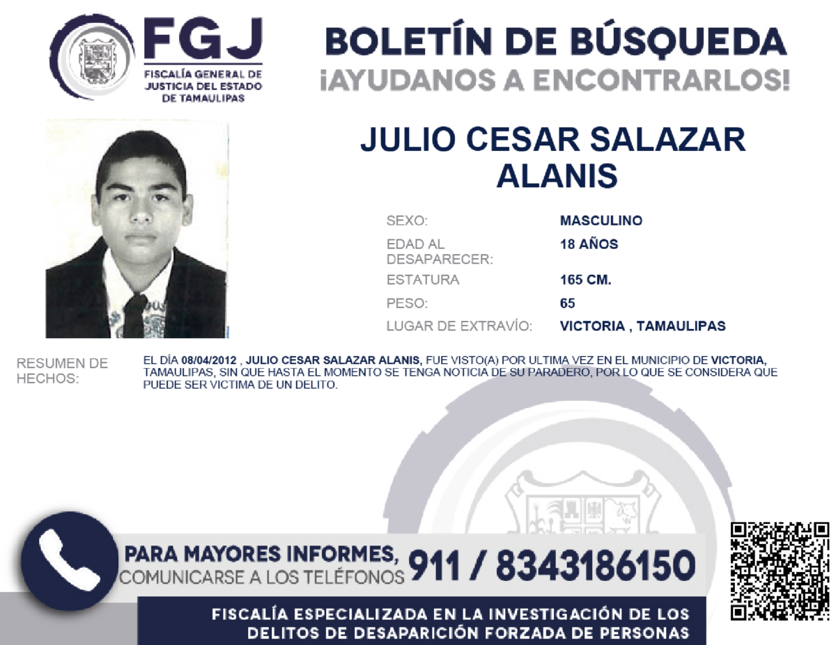 Boletín de Búsqueda Julio Cesar