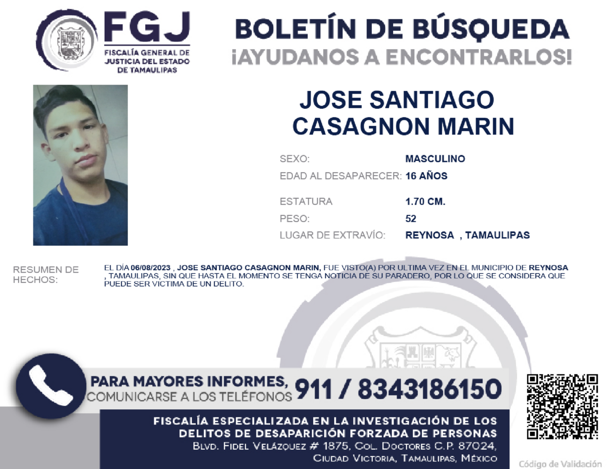 Boletín de Búsqueda Jose Santiago