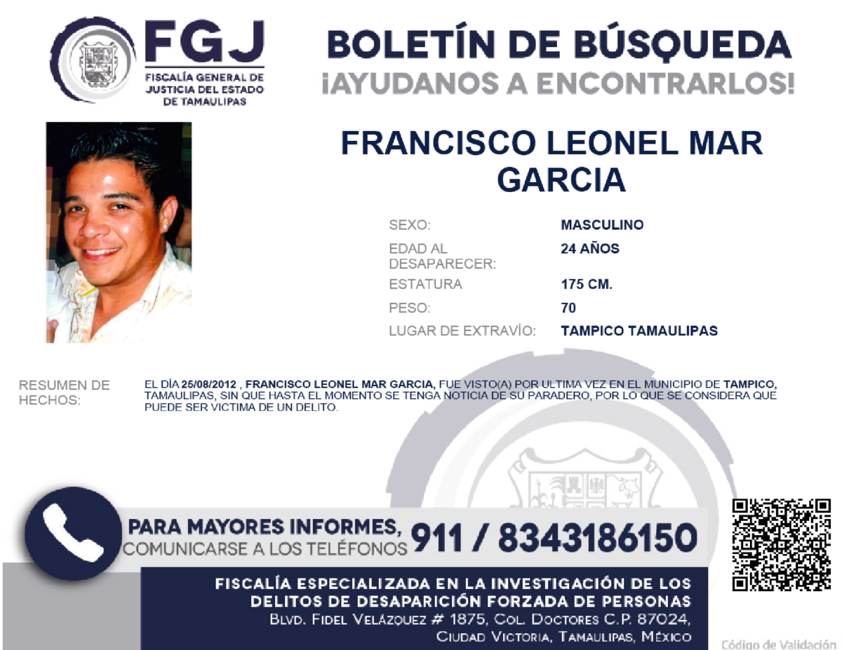 Boletín de Búsqueda Francisco Leonel