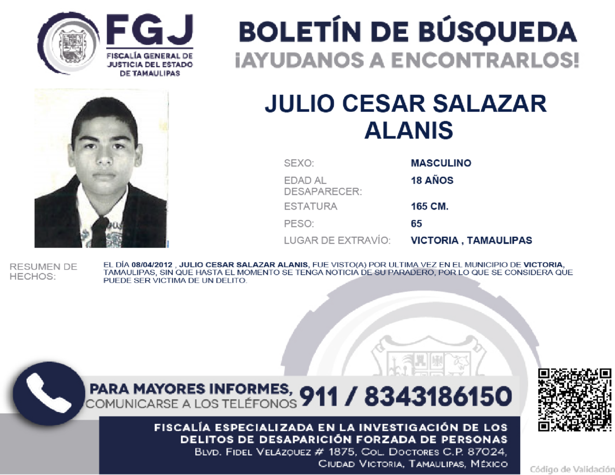 Boletín de Búsqueda Julio Cesar