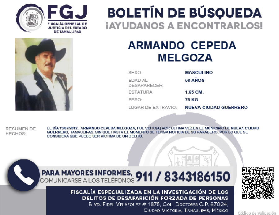 Boletín de Búsqueda Armando cepeda