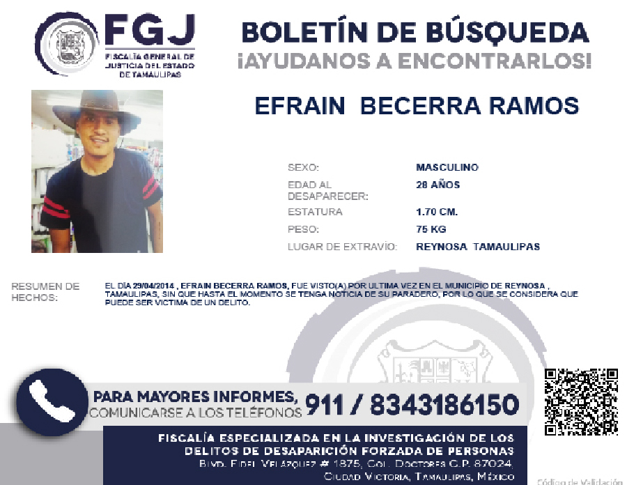 Boletin de busqueda Efrain Becerra