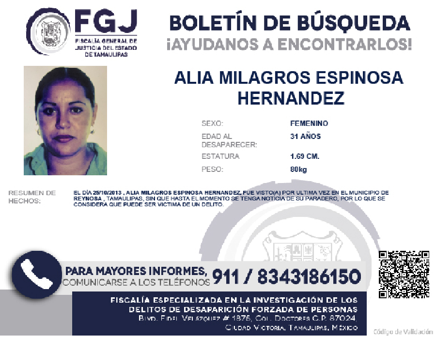 Boletín de búsqueda Alia