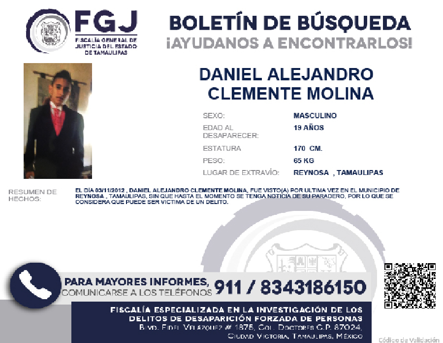 Boletín de Búsqueda Daniel