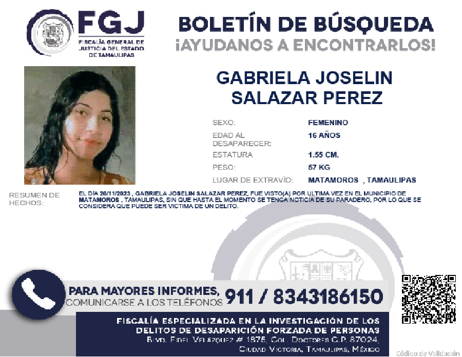 Boletín de Búsqueda Gabriela