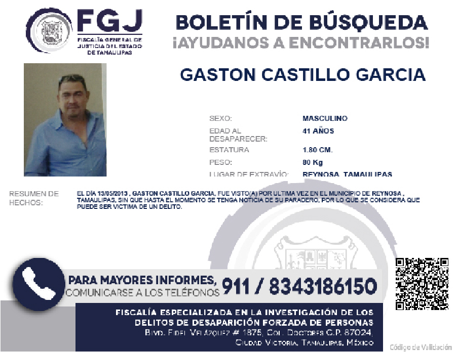 Boletín de búsqueda Gastón