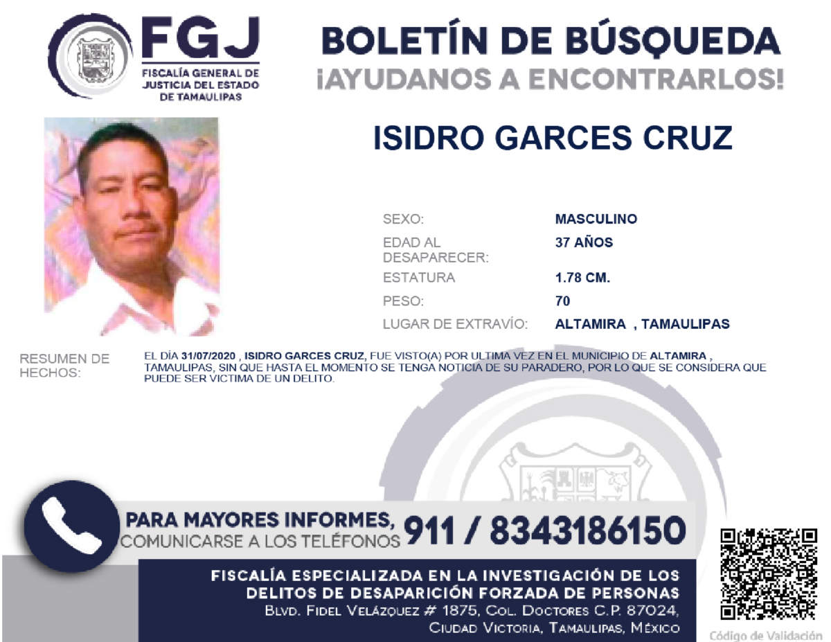 Boletín de Búsqueda Isidro