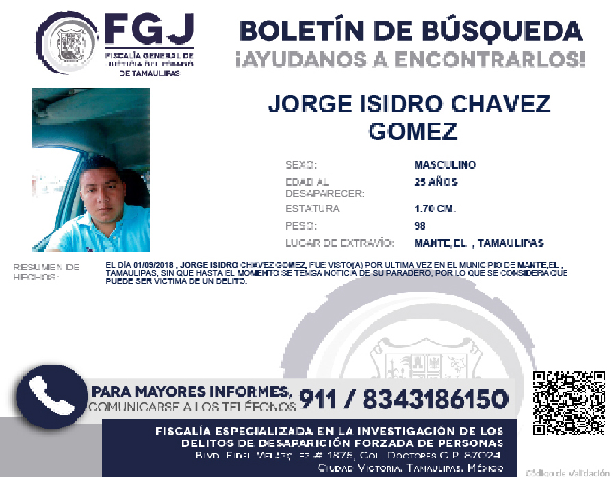 Boletín de Búsqueda Jorge Isidro