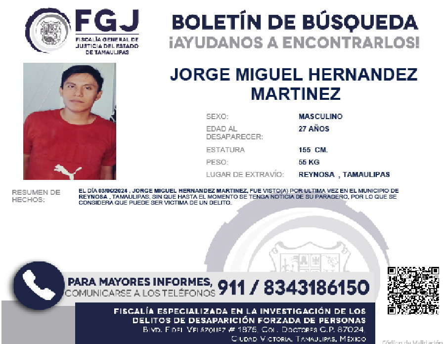 Boletín de Búsqueda Jorge Miguel