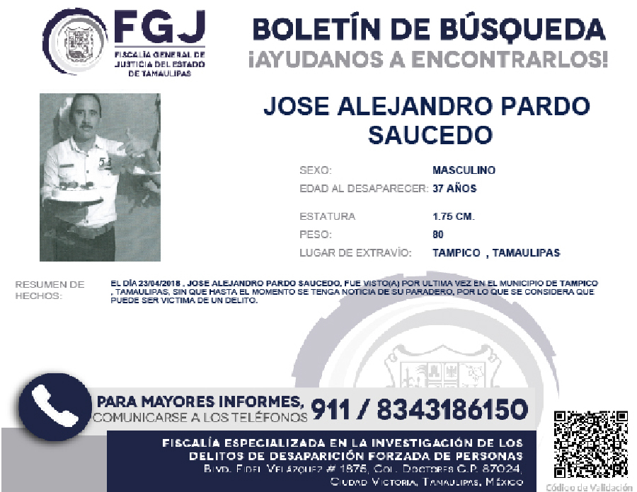 Boletín de Búsqueda Jose Alejandro