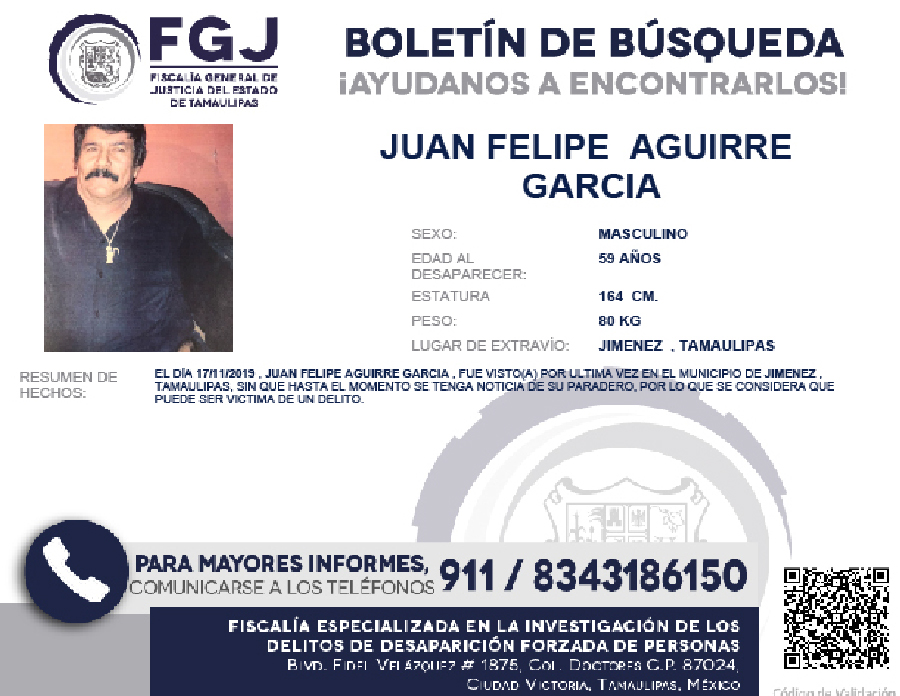 Boletín de busqueda Juan Felipe