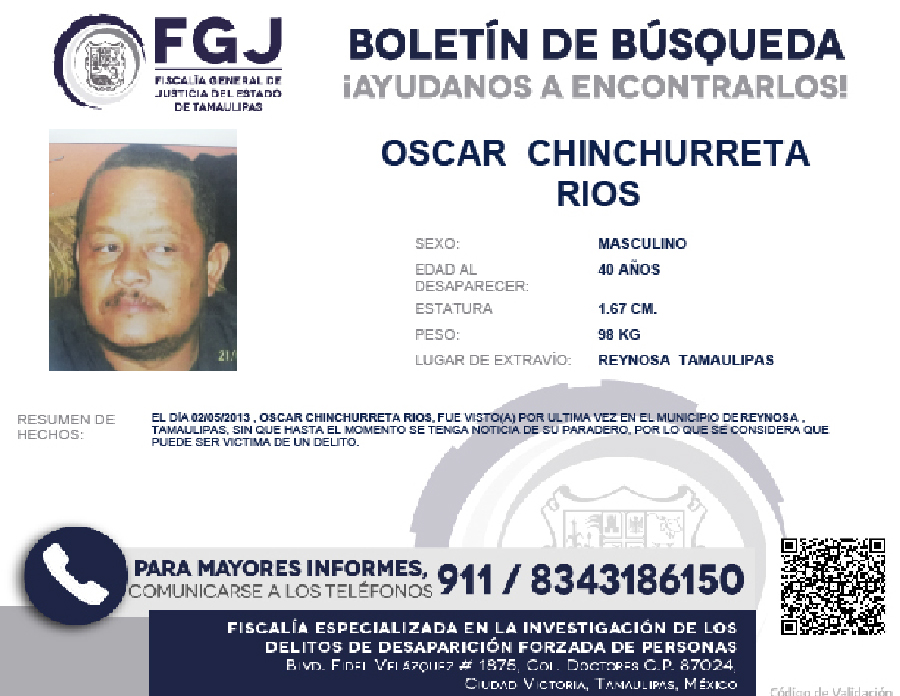 Boletin de Busqueda Oscar Chinchurreta