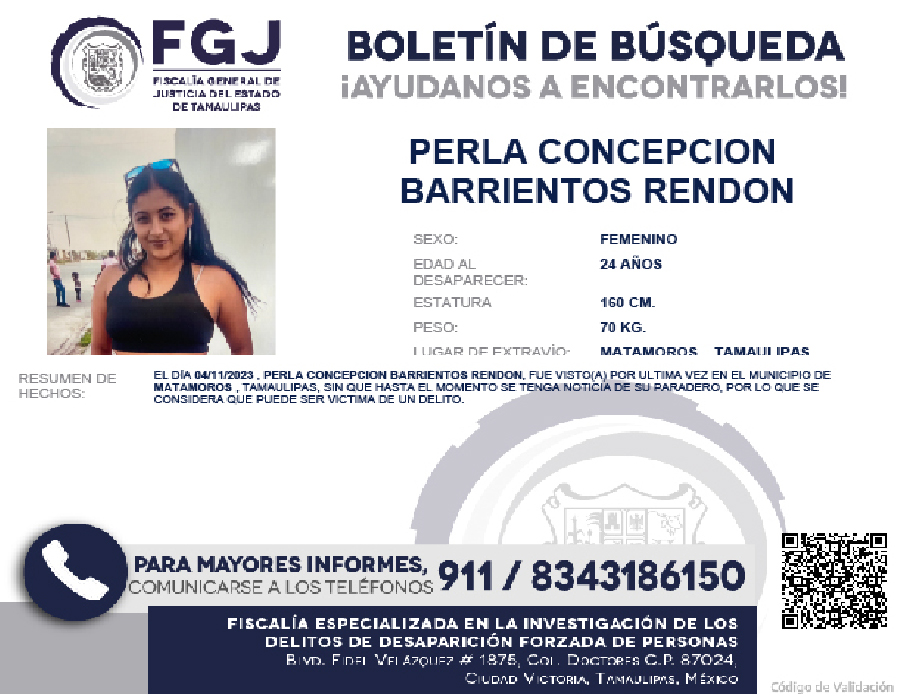 Boletín de Busqueda Perla Concepción