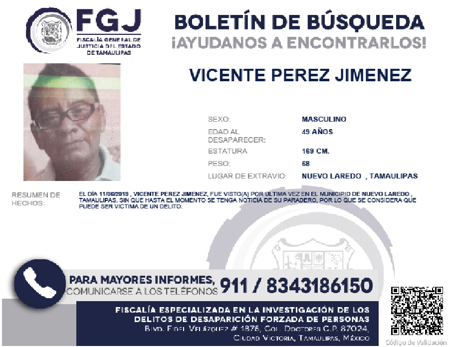 Boletin de Búsqueda Vicente