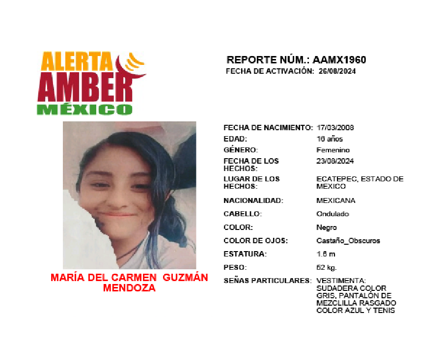 Alerta Amber Maria del Carmen