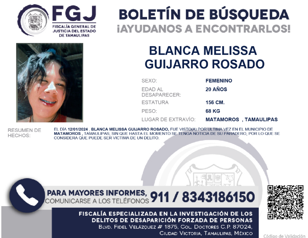 Boletin de búsqueda Blanca