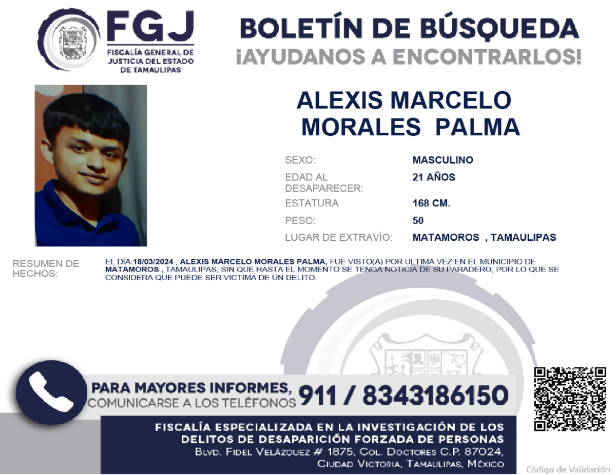 Boletín de Búsqueda Alexis Marcelo