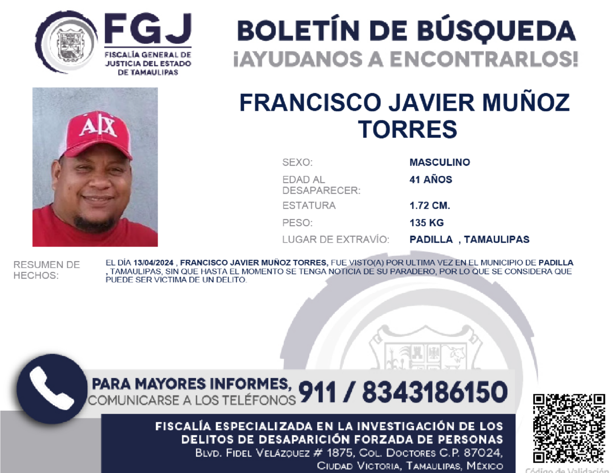 Boletin de Búsqueda Francisco Javier