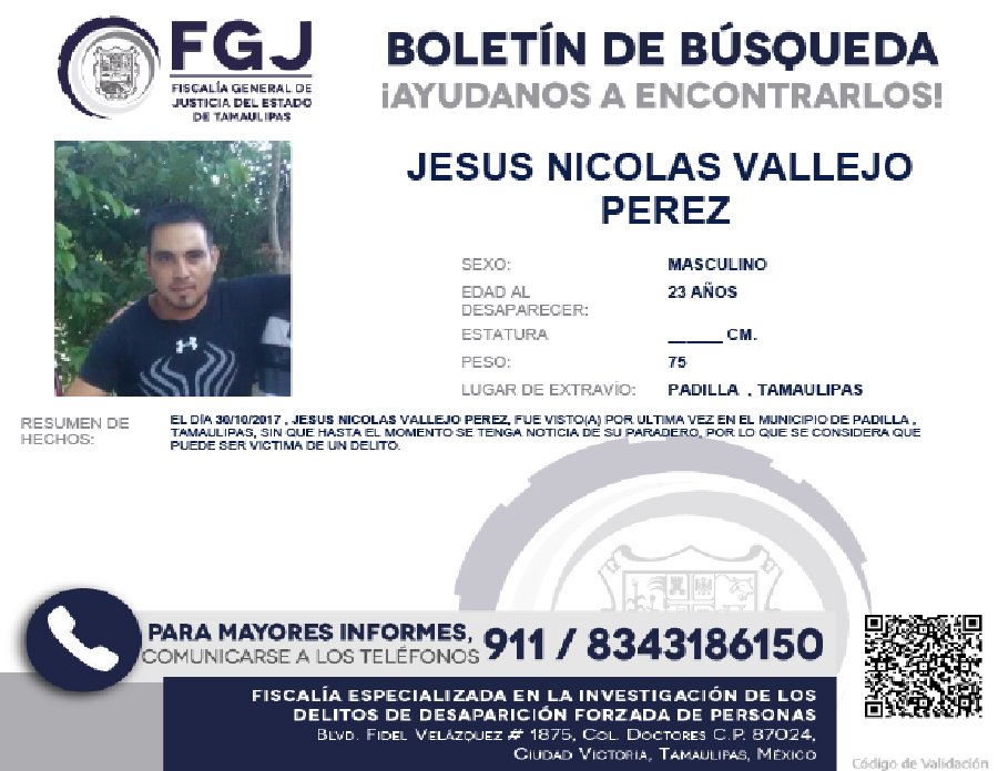 Boletín de Búsqueda Jesús Nicolas