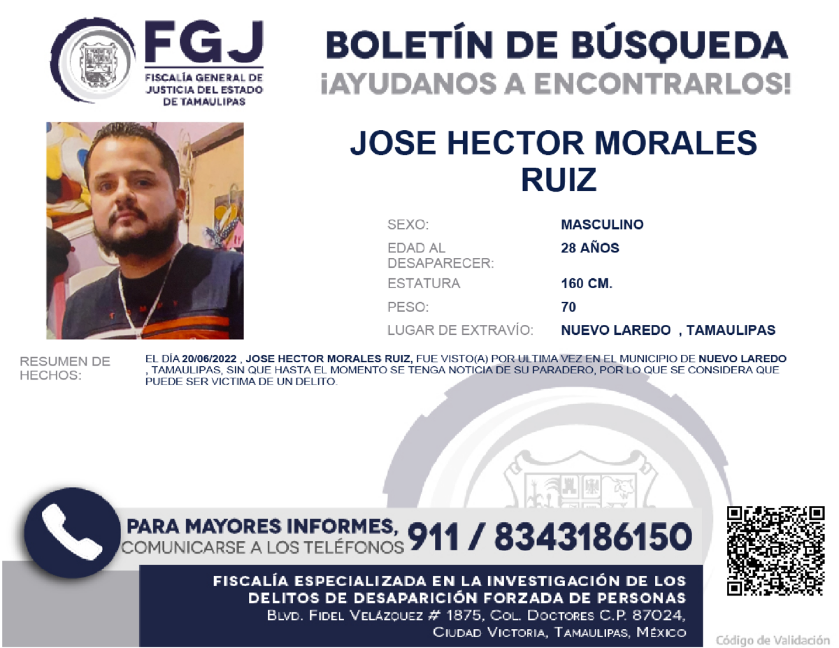 Boletín de Búsqueda José Morales