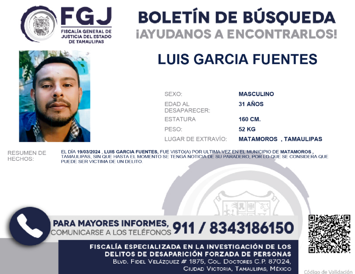 Boletín de Búsqueda Luis García