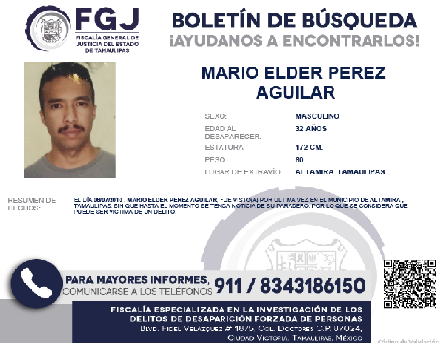 Boletín de Búsqueda Mario Elder