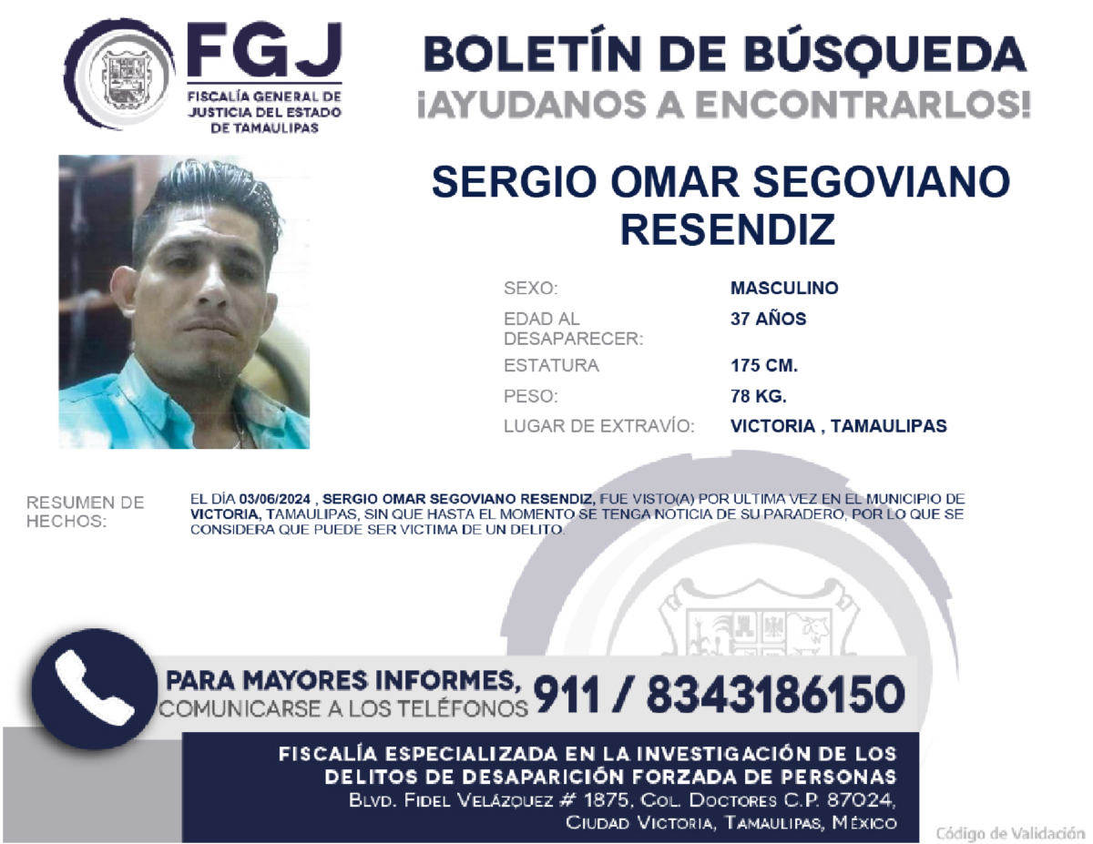 Boletín de Búsqueda Sergio Omar