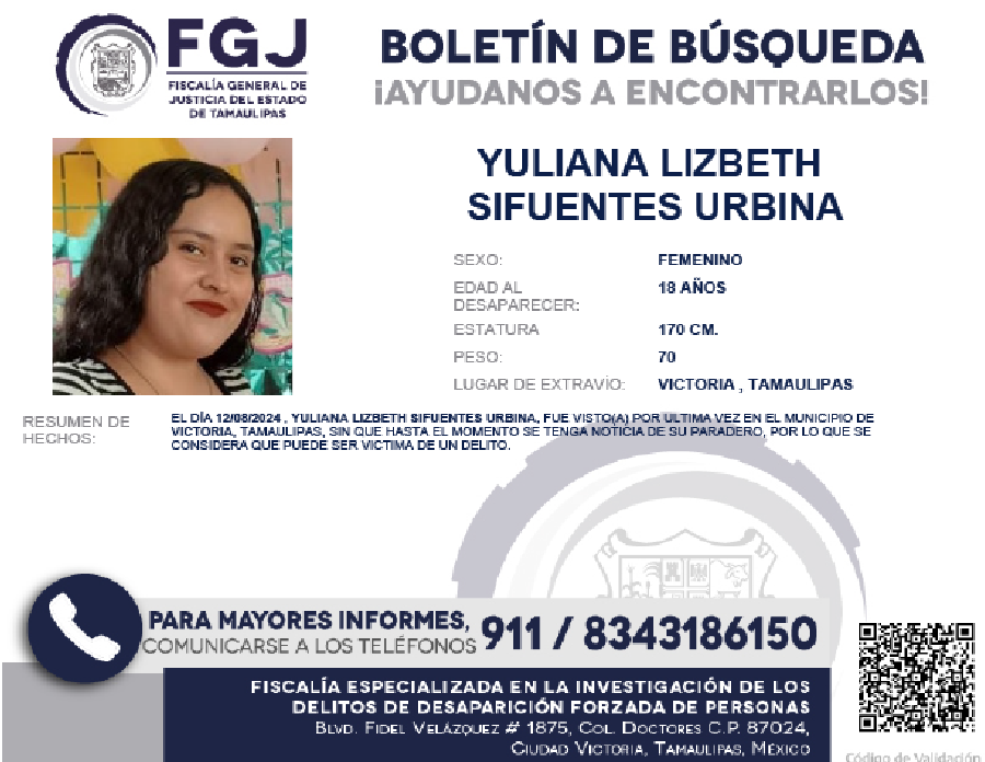 Boletin de Búsqueda Yuliana Lizeth