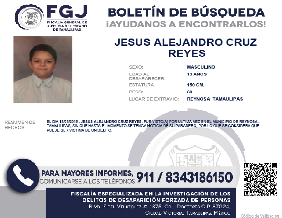 Boletin de Busqueda Jesus Alejandro