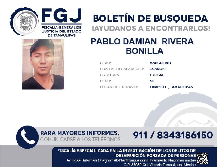 Boletín de Búsqueda Pablo Damian