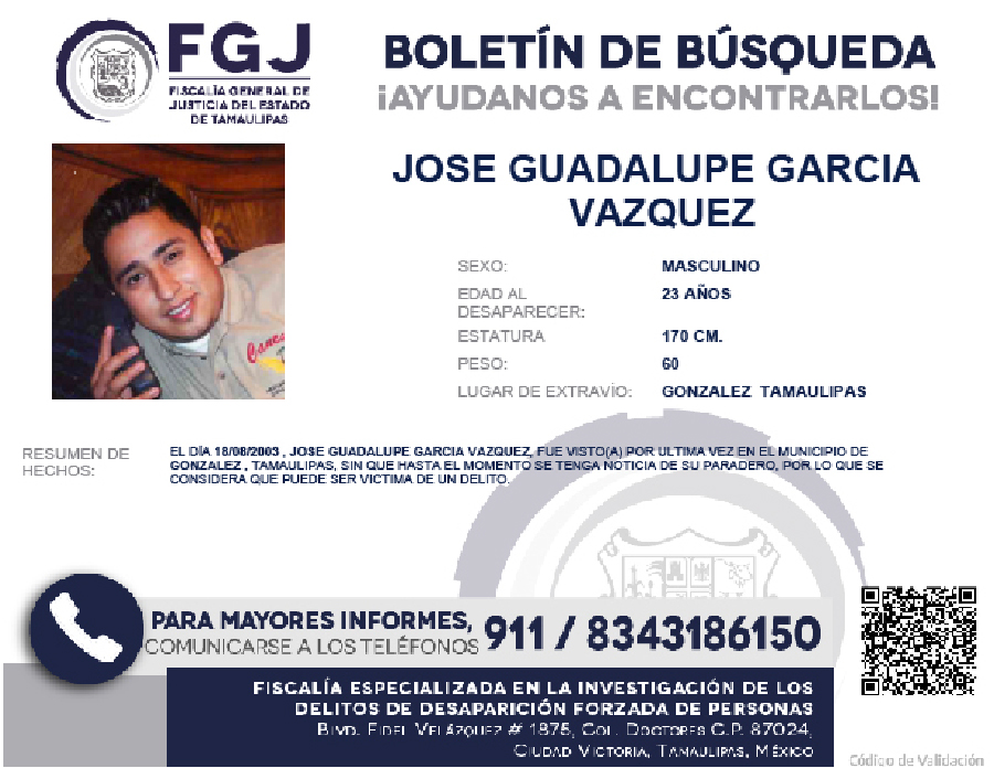 boletín de Búsqueda José Guadalupe