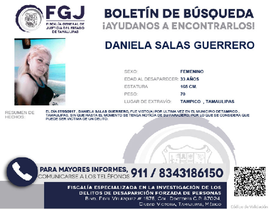 Boletín de Búsqueda Daniela