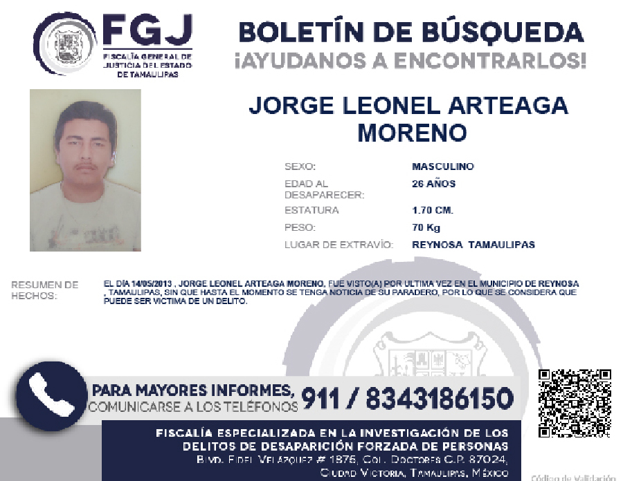 Boletín de Búsqueda Jorge Leonel