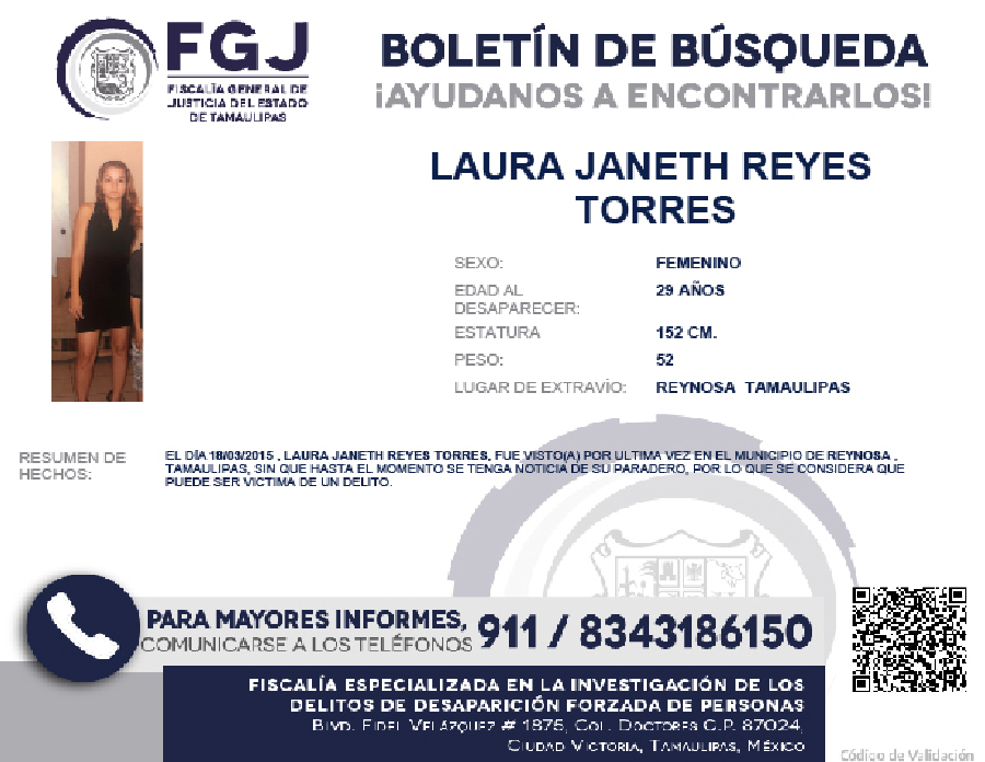 Boletin de Busqueda Laura Janeth