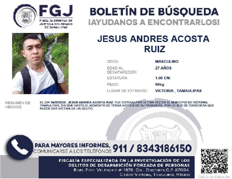 Boletín de Búsqueda Jesús Andrés