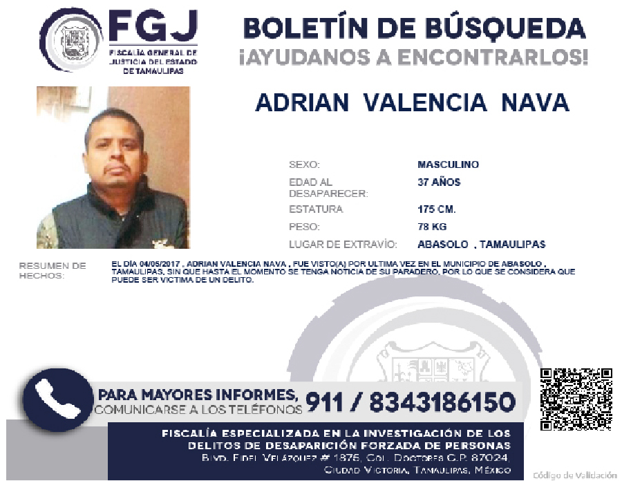 Boletín de Búsqueda de Adrian