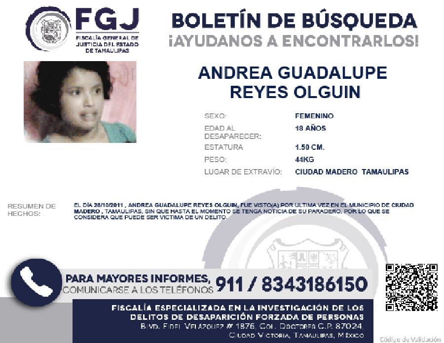 Boletín de Búsqueda Andrea