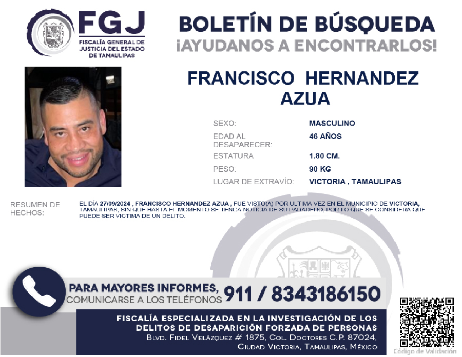 Boletín de Búsqueda Francisco Hernandez