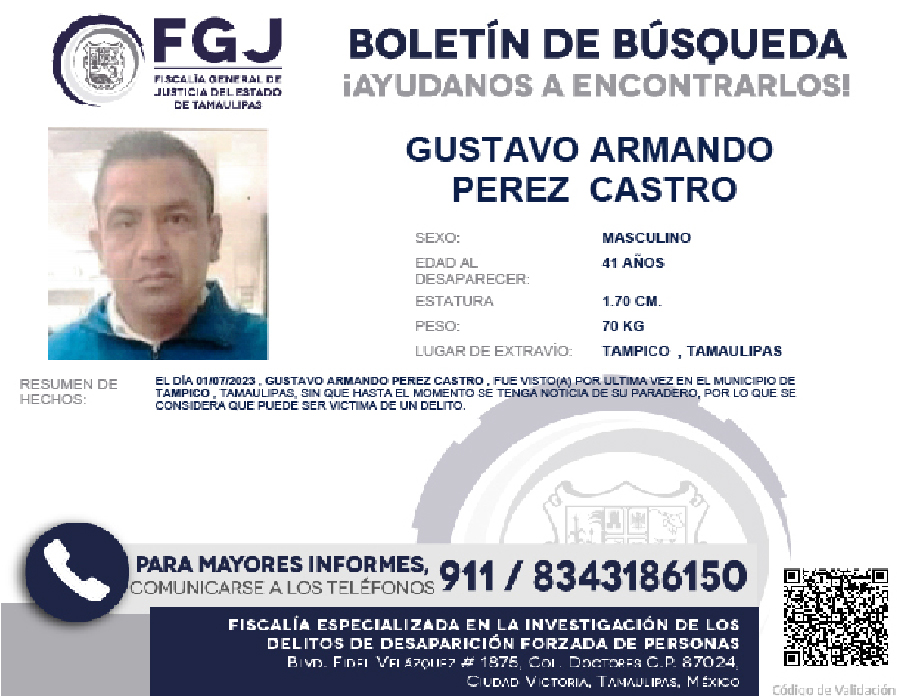 Boletín de Búsqueda Gustavo Armando