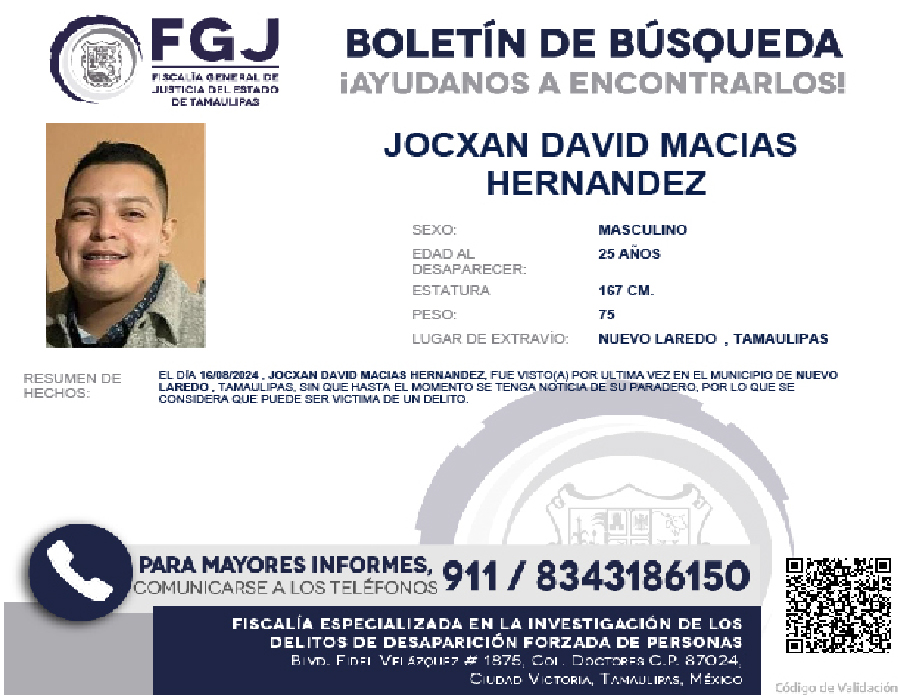 Boletín de Búsqueda Jocxan David