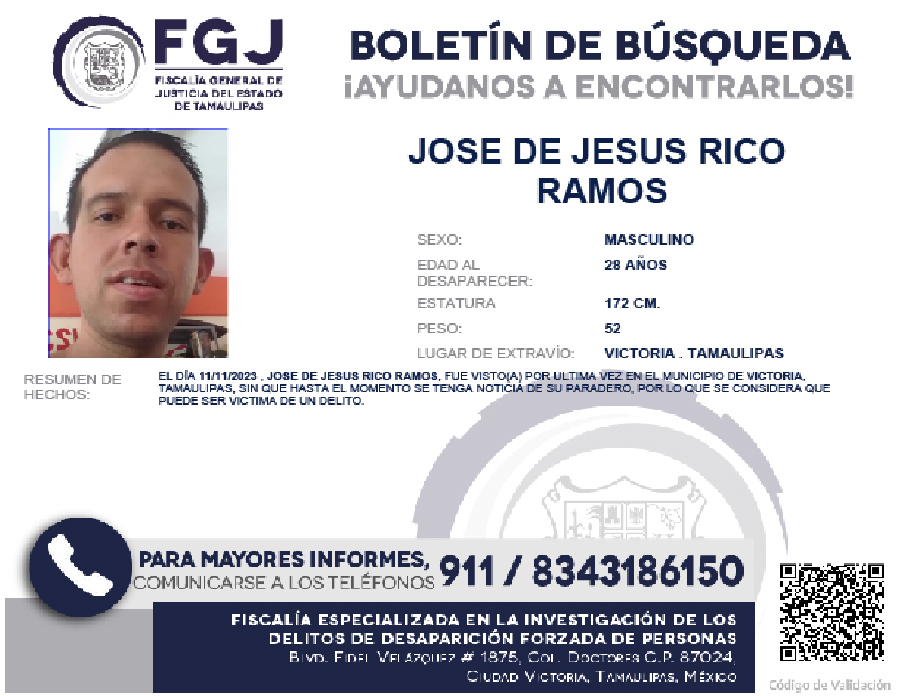 Boletín de Búsqueda Jose de Jesus