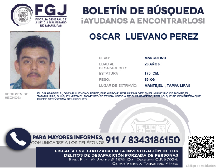 Boletín de Búsqueda Oscar Luevano