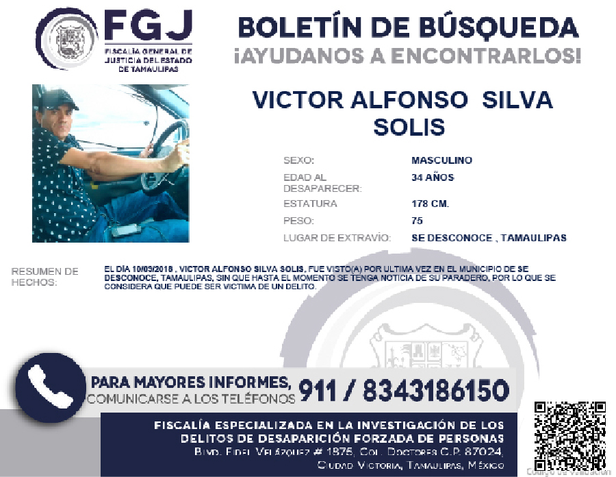 Boletín de Búsqueda Víctor Alfonso