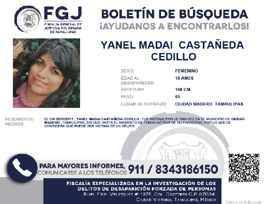 Boletin de Busqueda Yanel