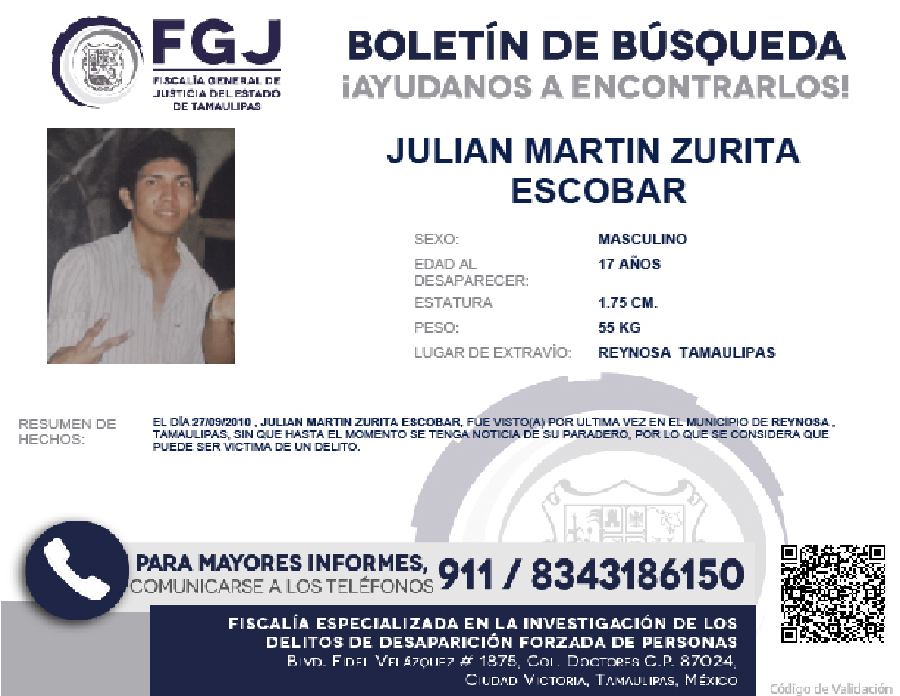 Boletín de Búsqueda Julian Martin