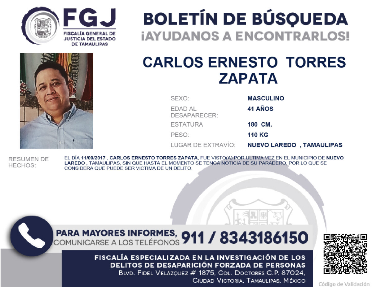 Boletín de Búsqueda Carlos Ernesto